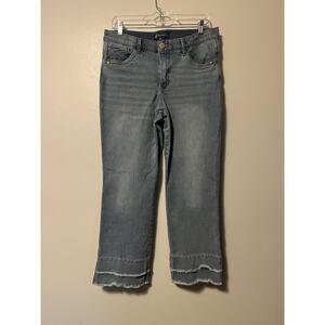 Democracy Ab Solution Jeans Double Layer Fray Hem Kick Flare Cropped Size 12